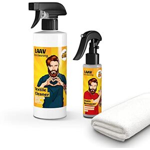 LAAV Kit Nettoyant pour Tissus (3 Pièces) I Détachant Tissu, Canapé, Tapis STAIN REMOVER (100 ml) I Nettoyant de Tissu, Canapé, Tapis TEXTILE CLEANER (500 ml) I Chiffon de Nettoyage en Microfibre - Publicité