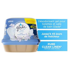 Glade Gel Salle de bain & Toilettes Pure Clean Linen ®, 180 g - Publicité