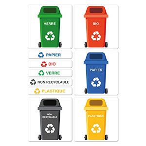 Signalétique.biz France Étiquettes adhésives pour poubelles de tri sélectif (I0888) 50 x 50 mm - - Publicité