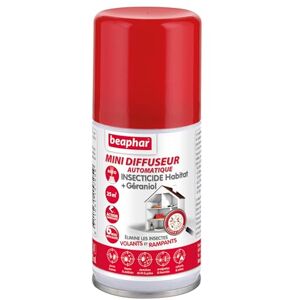 Beaphar – Mini-diffuseur automatique insecticide habitat + Géraniol – Tue les insectes volants, rampants, les œufs et larves – Permet de traiter 25 m² – Action longue durée jusqu'à 6 mois – 75 ml - Publicité