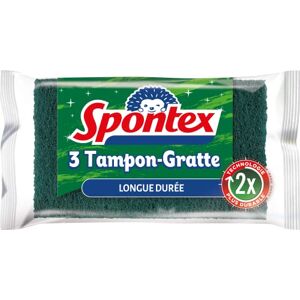 Spontex 3 Tampons-Gratte Longue Durée Récure efficacement plus longtemps, Vert, 3 Unité (Lot de 1) - Publicité