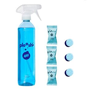 AJAX Ploosh  nettoyant vitres 3x3g pastilles = 3x500ml = 1500ml Spray nettoyant vitres Bouteille réutilisable Pastilles à 98% d'ingrédients d'origine naturelle-Packaging recyclable - Publicité