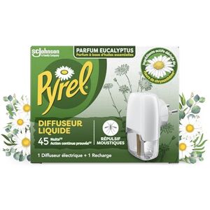 Pyrel Diffuseur Anti-Moustiques Electrique Liquide Répulsif Moustiques 45 Nuits Parfum Eucalyptus -1 Diffuseur + 1 Recharge - Publicité