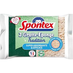 Spontex Gratte-Eponge Tradition 2 éponges végétales Super absorbantes et efficaces - Publicité