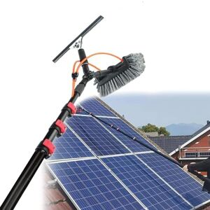 ExoticaBlend 3.6-12m Tige De Nettoyage Panneau Solaire Photovoltaïque,Perche Telescopique Nettoyage,Brosse télescopique d'alimentation en Eau kit Brosse Haute Fenêtre pour Toits Serres,39FT/12M - Publicité