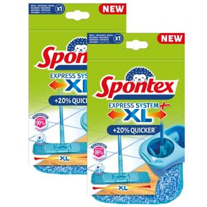 Spontex Lot de 2 Recharges Express System+ XL Serpillière Microfibre XL pour Kit Balai Plat Bleu - Publicité