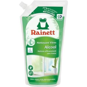 Rainett Nettoyant Vitres à l'Alcool Nettoie & Fait Briller Action Dégraissante Résultat Sans Traces Poche 100% Recyclable Ecolabel Eco-Recharge 1 L - Publicité