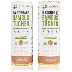 pandoo Rouleau de papier essuie-tout lavable pour la cuisine   Produit écologique et réutilisable en fibre de bambou   20 feuilles Lingette plus absorbante - Publicité