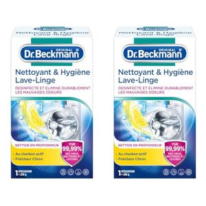 Beckmann Nettoyant & Hygiène Lave-Linge   Désinfecte et élimine durablement les mauvaises odeurs   250g (lot de 2) - Publicité