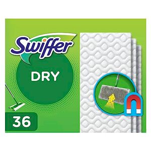 Swiffer Balai Attrape-Poussière Recharges Lingettes Sèches, 36 Lingettes Nettoyantes, pour Balai ,Attrape Et Retient 3 Fois Plus De Poussière, Saleté Et Poils Qu’Un Balai Classique - Publicité