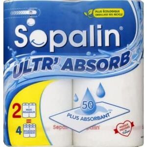SOPALIN Essuie-tout ultr absorb blanc Le lot de 2 rouleaux - Publicité
