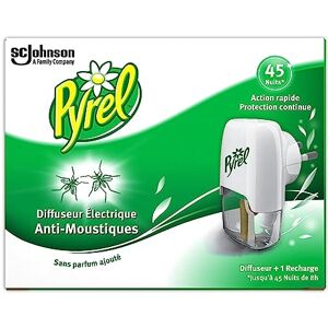 Pyrel Diffuseur Électrique Liquide, 1 Recharge, Anti-Moustiques, 45 Nuits, Insecticide - Publicité