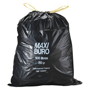 Maxiburo Sacs poubelle 100 litres liens coulissants Maxiburo - Carton de 200