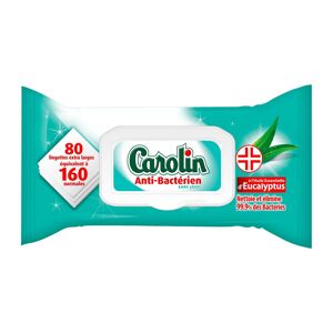 Carolin Lingettes nettoyantes extra-larges Carolin anti-bactérien - Eucalyptus - Paquet de 80