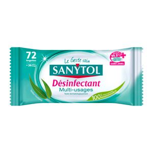 Sanytol Lingettes nettoyantes désinfectantes surfaces Sanytol - Paquet de 72
