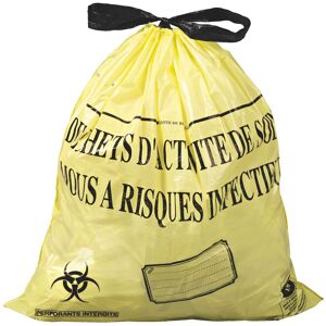 Sac poubelle 50 litres NF Déchets hospitaliers à liens coulissants Hostosacs jaune - 500 sacs Corail