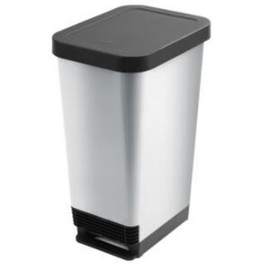 Cep Poubelle à pédale 45 Litres Gris clair carbone en PP, tringlerie en acier, Dim. L29 x H61 x P38,7 cm