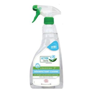 Action verte Spray 750 ml désinfectant cuisine 3en1, nettoie, dégraisse désinfecte, sans parfum Ecocert - Lot de 2