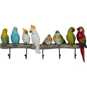 Kare Design Patère 5 crochets oiseaux en polyrésine et acier Multicolore 54x31x7cm