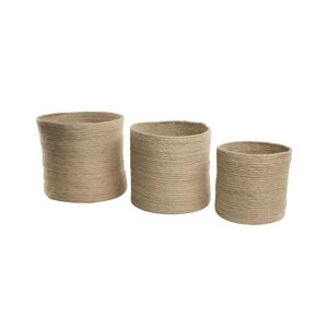 Beliani Lot de 3 corbeilles en textile beige