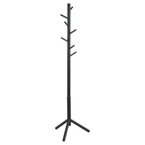 Toilinux Porte manteau à 7 accroches en bois d'hévéa noir Noir 51x176x45cm