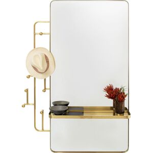 Kare Design Miroir rectangle avec porte-manteau en acier doré