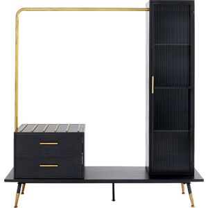 Kare Design Penderie 1 porte 2 tiroirs en acier noir et verre