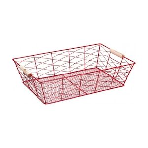 Deffrennes Corbeille métal rouge 2pg b.nat - 40x25x10 cm - X20 -