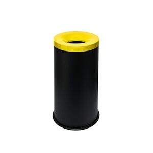 Medial International Grisù color Corbeille anti-feu avec couvercle coloré Acier Noir-Jaune Poudré epoxy 90 lt