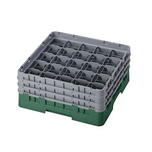 CAMBRO - 25S638-119 - Casiers de lavage 25 comp. - 8,7 cm Ø máx. - Haut max 17,6 cm - 50 x 50 x 22,5 cm - Verde sherwood