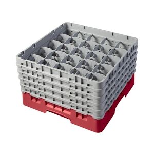 CAMBRO - 25S958-163 - Casiers de lavage 25 comp. - 8,7 cm Ø máx. - Haut max 25,8 cm - 50 x 50 x 30,8 cm - Rouge Rosé