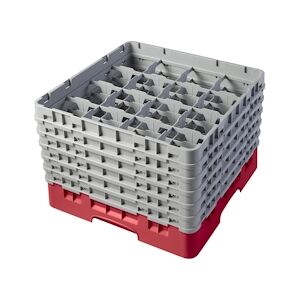 CAMBRO - 16S1114-163 - Casiers de lavage 16 comp. - 10,9 cm Ø máx. - Haut max 29,9 cm - 50 x 50 x 34,9 cm - Rouge Rosé