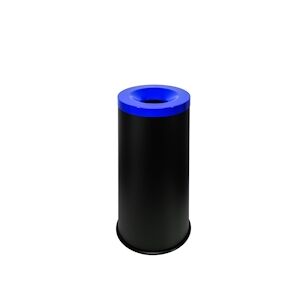 Medial International Grisù color Corbeille anti-feu avec couvercle coloré Acier Noir-Bleu Poudré epoxy 50 lt
