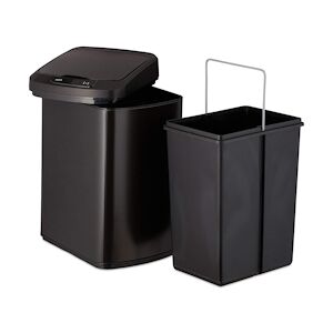 HELLOSHOP26 poubelle couvercle automatique avec récipient sceau 12 litres noir 13_0002336_2