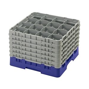 CAMBRO - 16S1214-186 - Casiers de lavage 16 comp. - 10,9 cm Ø máx. - Haut max 32,3 cm - 50 x 50 x 34,9 cm - Bleu Marine