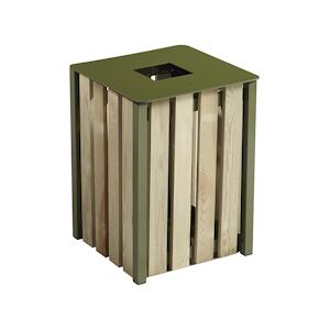 Rossignol Corbeille Exterieure Eden Bois 50L Vert Olive Sans Cendrier - 57875 - Rossignol