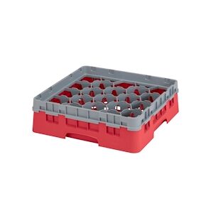 CAMBRO - 20S318-163 - Casiers de lavage 20 comp. - 11,8 cm Ø máx. - Haut max 9,4 cm - 50 x 50 x 14,3 cm - Rouge Rosé