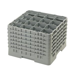 CAMBRO - 16S1214-151 - Casiers de lavage 16 comp. - 10,9 cm Ø máx. - Haut max 32,3 cm - 50 x 50 x 34,9 cm - Gris Clair