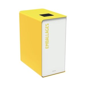 Rossignol CUBATRI - Borne de tri blanc avec bac 65L emballages jaune - 54842 - ROSSIGNOL