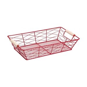 Deffrennes Corbeille métal rouge 2pg b.nat - 34x20x7 cm - X40 -