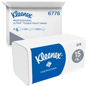 KLEENEX Colis de 15 Paquets de 124 Essuie-mains ultra doux extrême 2 plis plié en Z Ft 21,5x31,5 cm Blanc - Publicité