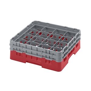 CAMBRO - 16S434-163 - Casiers de lavage 16 comp. - 10,9 cm Ø máx. - Haut max 13,5 cm - 50 x 50 x 18,4 cm - Rouge Rosé