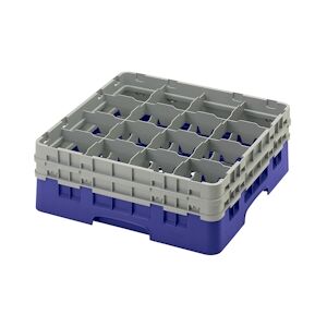 CAMBRO - 16S534-186 - Casiers de lavage 16 comp. - 10,9 cm Ø máx. - Haut max 14,9 cm - 50 x 50 x 18,4 cm - Bleu Marine