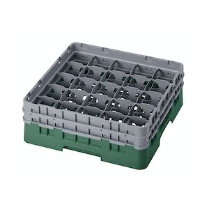 CAMBRO - 25S434-119 - Casiers de lavage 25 comp. - 8,7 cm Ø máx. - Haut max 13,5 cm - 50 x 50 x 18,4 cm - Verde sherwood