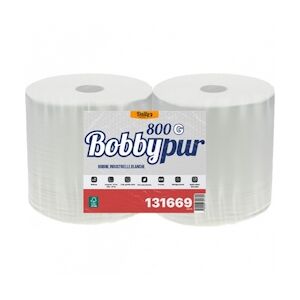 Daily K Bobine industrielle d'essuyage 800 formats Bobbypur 800gr gaufré 23x22cm - colis de 2 bobines - Daily K