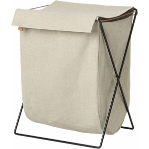 Ferm Living Panier à linge 100% coton structure métallique ficelles de cuir 50 x 65 x 40 Herman -