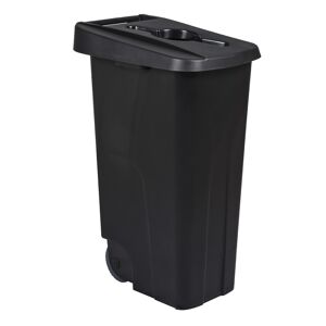 Axess Industries poubelle de tri selectif mobile   volume 110 l   coloris noir
