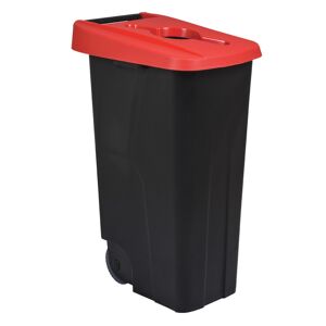 Axess Industries poubelle de tri sélectif mobile   volume 110 l   coloris rouge
