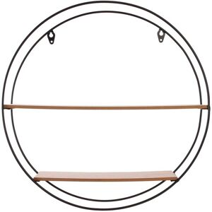 Etagere ronde en metal et bois - 2 tablettes - BlancheporteVous souhaitez un objet de decoration murale qui vous permette de ranger vos petits bibelots tout en habillant votre mur ? Cette etagere ronde est celle qu?il vous faut, avec ses 2 tablettes en bo