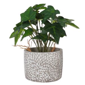 Plante artificielle et pot en ciment - BlancheporteBel effet naturel pour cette plante qui ne demande ni arrosage, ni entretien particulier. Son pot en ciment decore de petits motifs geometriques sera du plus bel effet dans la maison, comme sur une terras